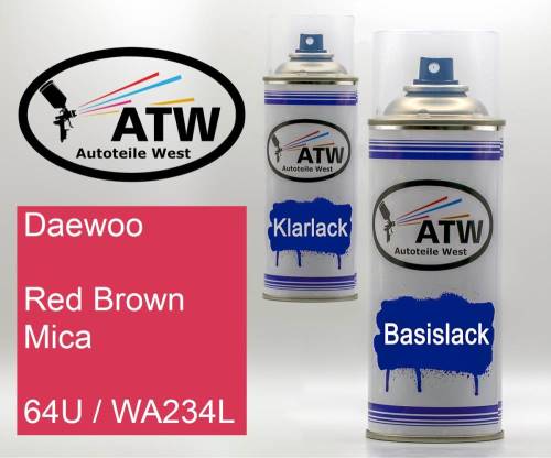 Daewoo, Red Brown Mica, 64U / WA234L: 400ml Sprühdose + 400ml Klarlack - Set, von ATW Autoteile West.